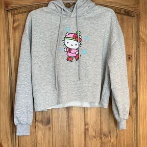 Aeropostale Gray Cropped Hoodie with Cartoon Design